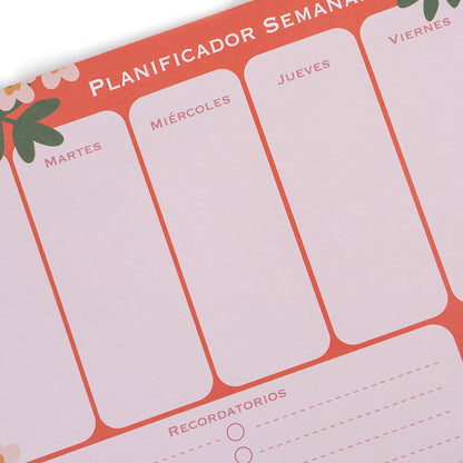 Planificador Semanal Flores Rojo