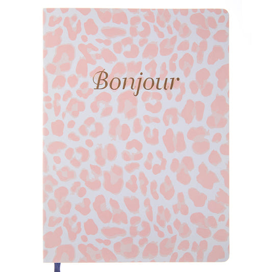 Libreta de cuero vegano Leopardo rosado