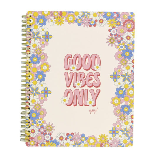 Cuaderno Mediano Happy Flowers Good Vibes